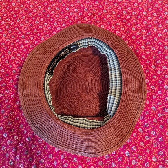 Vintage Goorin Bros Weave Boater Fedora Old Money Heritage Polka Dot Sash Preppy - Picture 4 of 10